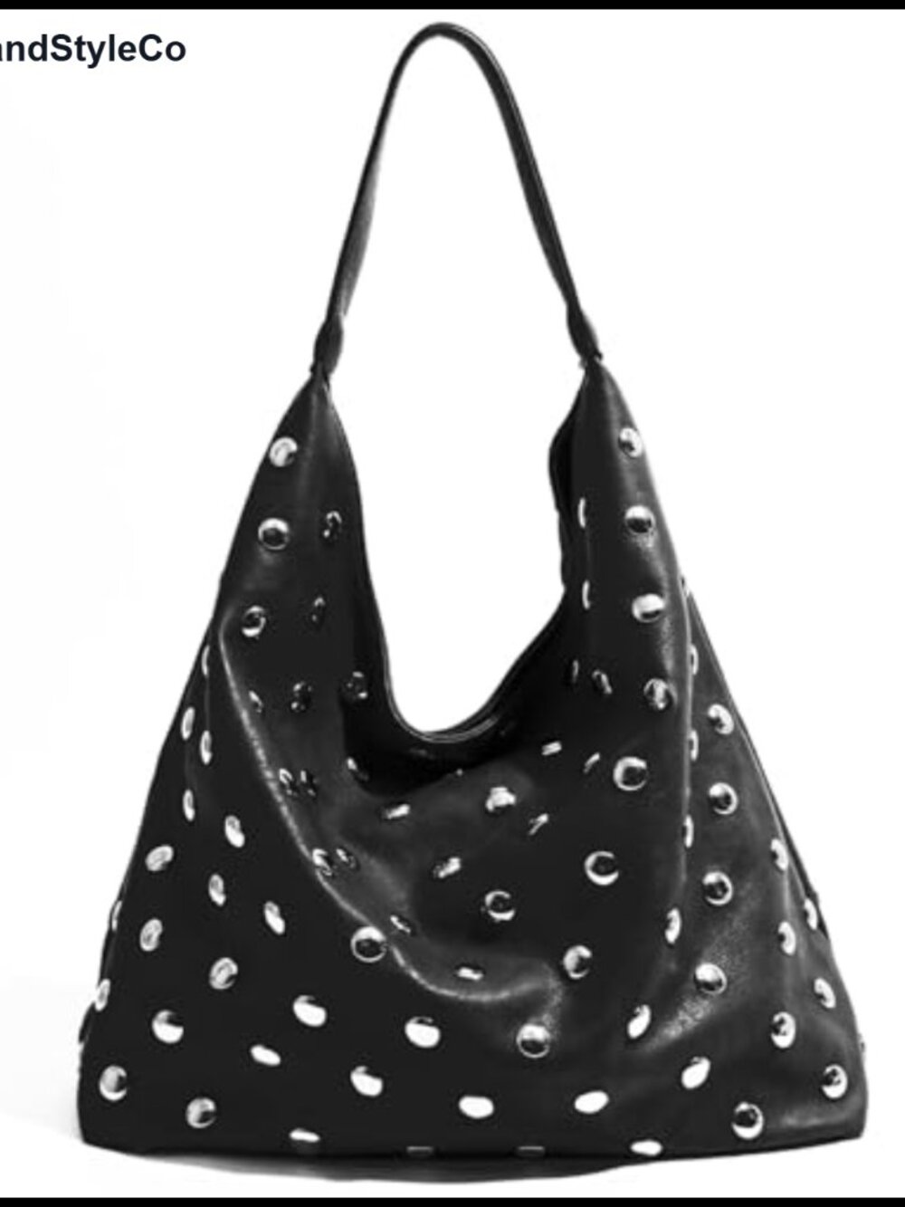 Vegan Leather Studded Hobo Tote Bag Large Slouchy Y2K Punk Purse